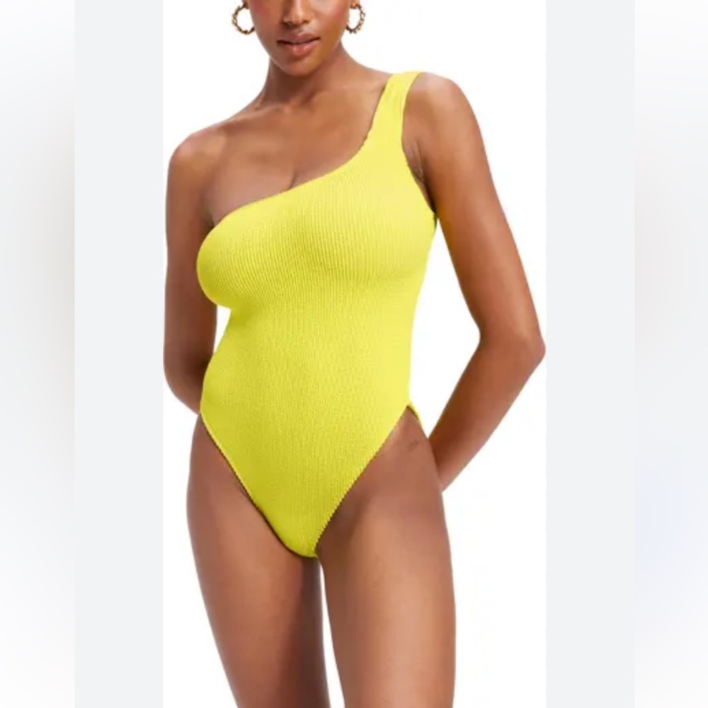 Good American Yellow Always Fits One Shoulder Swimsuit GA Size 1/2 US Medium